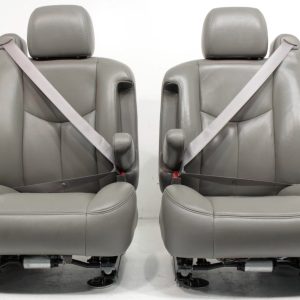 1999-2007 Sierra Silverado Heated Power Leather Seats Pewter Gray, 2-Way Lumbar